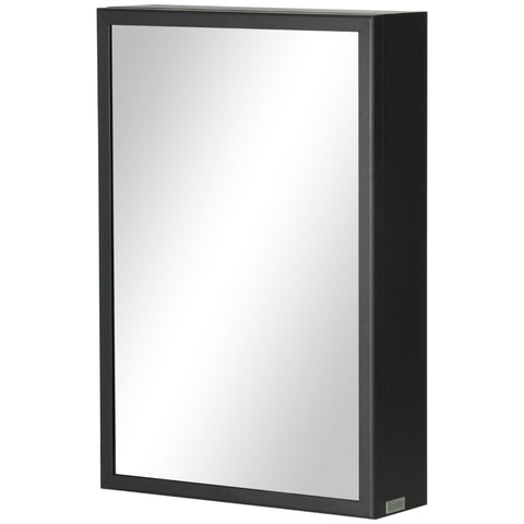 Rootz Mirror Cabinet - Wall Mounted Organizer - Bathroom Storage - Space-Saving - Rustproof Hinges - Stainless Steel - 40cm x 12cm x 60cm