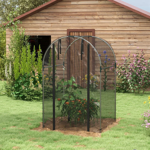 Rootz Bird Protection Net - Plant Protection - Heavy Duty - Door with Zip - Black + Silver - 120x120x188cm