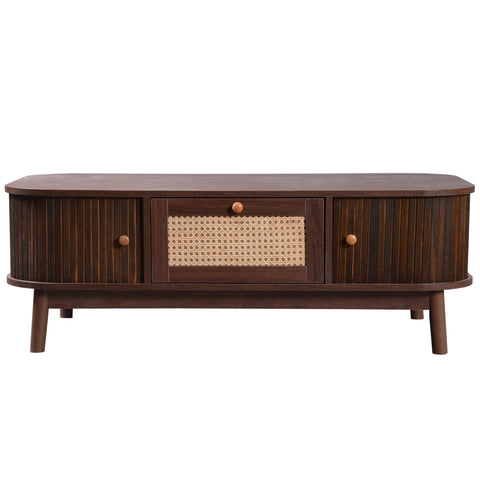 Rootz Rattan Coffee Table - Rustic Table - Country Style - Ample Storage - 110L x 55W x 38.5H cm