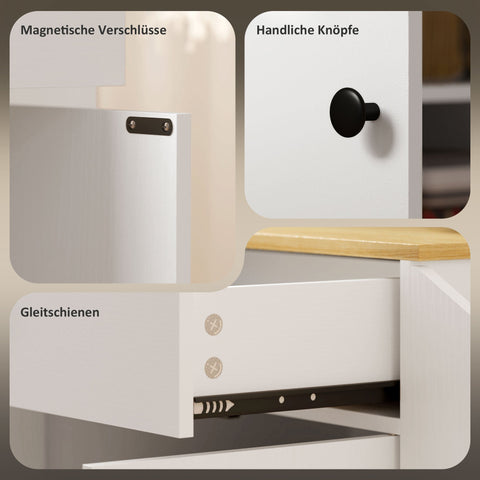 Rootz Kitchen Cart with Drawer - Mobile Storage - Versatile Trolley - Adjustable Shelves - 82 x 38 x 86.5 cm - White and Brown