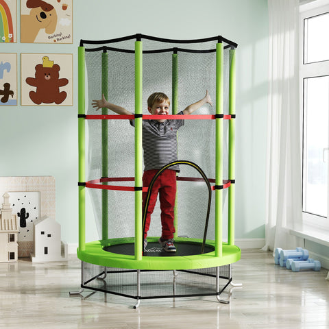 Rootz Children's Trampoline - Safety Network - Zipping Door - Enhances Coordination - Ø 1.40 x 1.90h m - Green