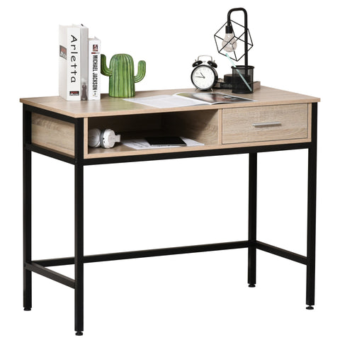 Rootz Desk with Storage Space - Industrial Office Table - Workstation with Drawer - Durable Design - 102 x 48 x 80.5 cm