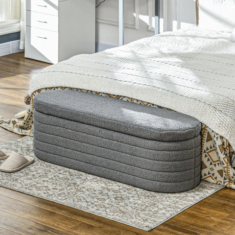 Rootz Padded Bed Bench - Storage Ottoman - Window Seat - 100% Polyester - Eucalyptus Wood Frame - 116cm x 41cm x 40.5cm