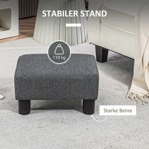 Rootz Foot Stool - Seat Stool - Ottoman - Supports 110 kg - Grey Linen-Like Fabric - 40cm x 24cm