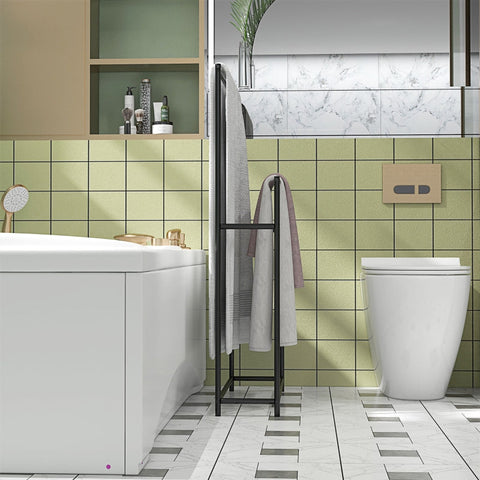 Rootz Standing Towel Rack - Towel Holder - Bathroom Organizer - Metal Frame - Rust-Resistant - Compact Design - 66cm x 20cm x 110cm