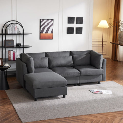 Rootz Modern 3 Seat Corner Sofa - Comfortable Couch - Ergonomic Sofa - Back Support - 220L x 157P x 81H cm