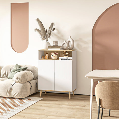 Rootz Scandinavian Storage Unit - Sideboard - 2-Door Cabinet - Space-Saving - 80W x 38D x 102H cm