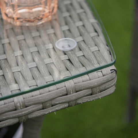 Rootz Rattan Garden Furniture Set With Side Table - Bistro Set - Balcony Furniture - Seating Set With Seat Cushion - Polyrattan + Steel - Gray - 60 x 58.5 x 89.5 cm