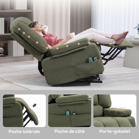 Rootz Electric Recliner Chair - Massage Armchair - Heated Seat - Remote Control - 89x90x102cm - Comfort Relaxation