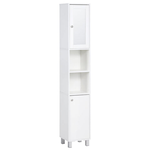 Rootz Tall Bathroom Cabinet - Storage Unit - Adjustable Shelves - Space-Saving - 30 x 28 x 180 cm - White Finish