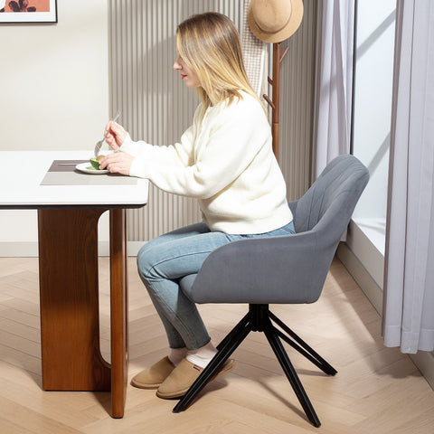 Rootz Retro Accent Chair - Lounge Chair - Dining Chair - Generous Upholstery - Grey - 58cm x 60.5cm x 79cm