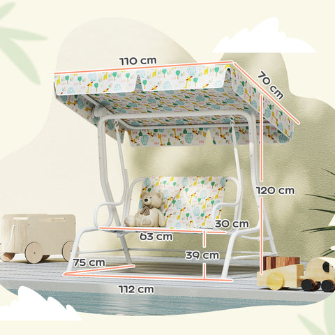 Rootz Hollywood Swing for Children - Kids Swing Set - 2-Seater Playground Swing - Sun Protection - 112cm x 75cm x 120cm