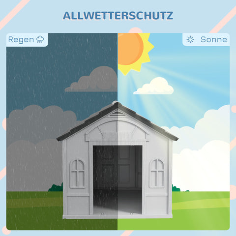 Rootz Dog Kennel - Outdoor Shelter - Weatherproof House - Durable Plastic - 65 x 75.7 x 63 cm - Optimal Comfort & Safety