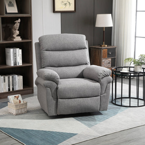Rootz Adjustable Relaxation Armchair - Recliner Chair - Lounge Seating - Footrest - Linen Look - 91cm x 92cm x 102cm,  Grey Melange