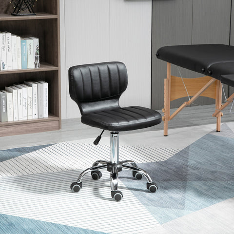 Rootz Swivel Rolling Stool - Ergonomic Work Seat - Height Adjustable Chair - 47-62 cm - Padded PU Leather - 45L x 47W x 72-87H cm