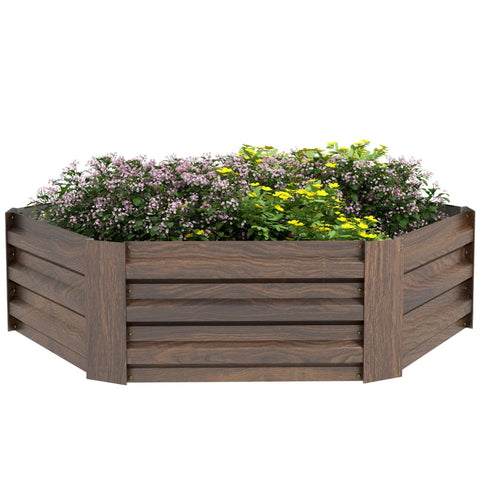 Rootz Raised Bed Garden Bed - Herb Bed - Vegetable Planter - Weather Resistant - Galvanized Steel - 113cm x 98cm x 30cm - Dark Brown