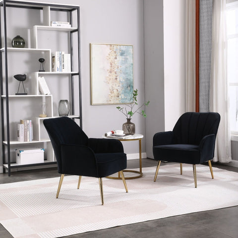 Rootz 2 Piece Velvet Leisure Seats - Lounge Chairs - Relaxation Chairs - Ergonomic Comfort - 64L x 72.8W x 77.9H cm