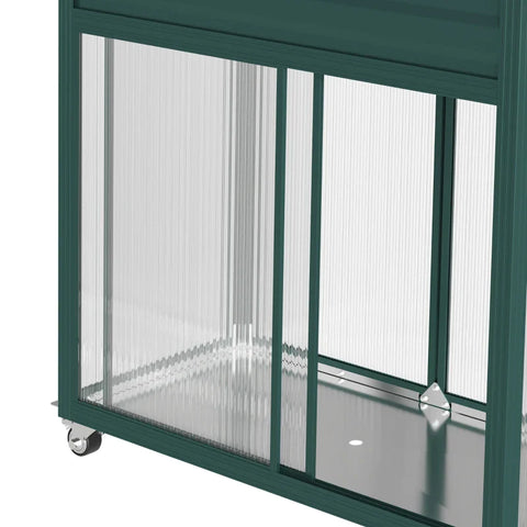 Rootz Raised Bed with Storage - Trellis -  Planters - Sliding Doors - Stainless Steel Frame - Green - 85 x 40 x 135 cm