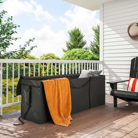 Rootz Garden Cushion Storage Bag - Protective Cover - Support Pocket - Waterproof & UV Protection - 200cm x 60cm x 75cm - Black