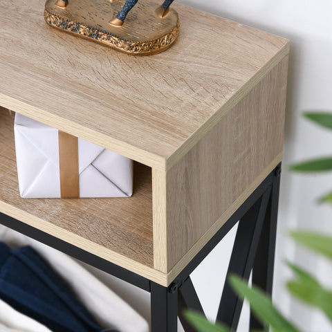 Rootz Industrial Console Table - Entryway Table - Hallway Table - Durable with Lower Shelf - 120cm x 23.5cm x 75cm Brown