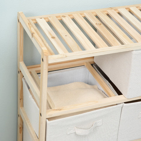 Rootz Fabric Chest of Drawers - Storage Cabinet - 6 Foldable Drawers - Space-Saving Organizer - 59 x 28 x 70 cm - White and Brown