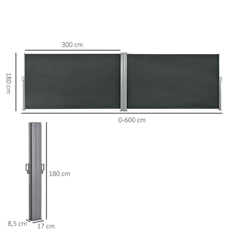 Rootz Double Side Extendable Privacy Screen - Wind Screen - UV Resistant Barrier - 6m x 1.8m - Durable & Weatherproof Fabric