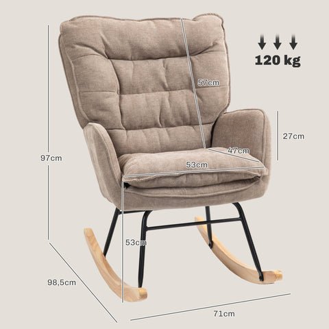Rootz Rocking Chair - Swing Chair - Wide Seat - Chenille Comfort - 71cm x 98.5cm x 97cm - Supports Up to 120kg