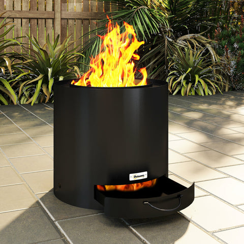 Rootz Fire Bowl - Outdoor Fireplace - Stainless Steel Fire Pit - Portable & Easy Clean - 45cm x 42cm - Black
