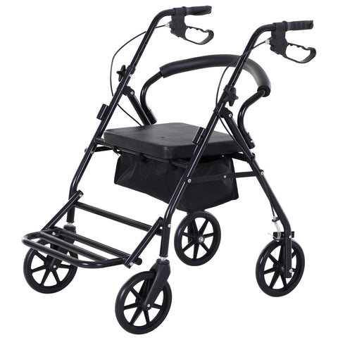Rootz Rollator with Chair - Foldable Walker - Mobility Aid - Adjustable Height - 57.5cm x 87cm x 82-90cm