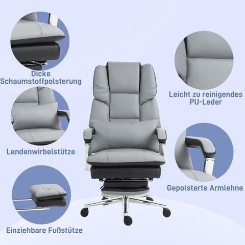 Rootz Office Chair - Gaming Chair - Executive Chair - Thick Foam Padding - PU Leather - 63cm x 71cm x 123-129cm