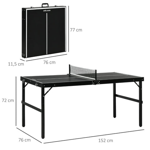 Rootz Compact Table Tennis Table Set - Mini Ping Pong Table - Portable Table Tennis - Rust-Proof Aluminum - Ideal for Small Spaces - 152cm x 76cm x 72cm