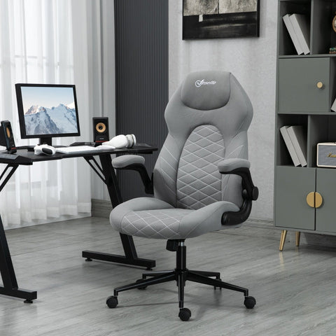 Rootz Vinsetto Office Chair - Ergonomic Desk Chair - Adjustable Height Chair - Rocker Function - Fold-Up Armrests - 65.5cm x 69.5cm x 112-122cm