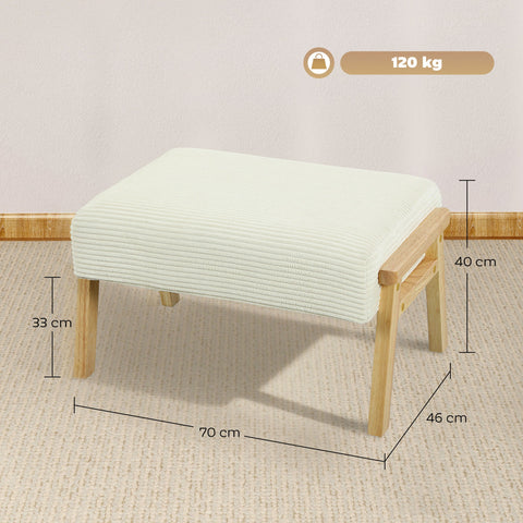 Rootz Sitting Stool - Footrest - Upholstered Stool - Comfortable Seating - 70cm x 46cm x 40cm