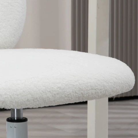 Rootz Office Chair - Desk Chair - Height Adjustable - Teddy Fur - Teddy Fleece - 100% Polyester - Steel - White - 50 Cm X 56 Cm X 90 Cm