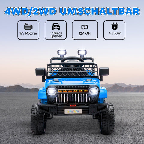 Rootz 12V Electric Kids Car with Trailer - Ride-On Vehicle - Motorized Car - Safe Rides - 122L x 62.5W x 65H cm, Ages 3-8, Light Blue