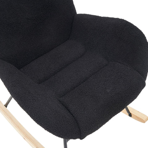 Rootz Gray Teddy Velvet Rocking Chair - Leisure Chair - Velvet Armchair - Ergonomic Comfort - 67.5L x 93W x 93H cm