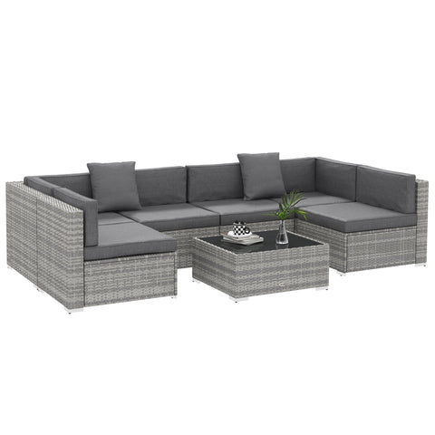 Rootz 7-Piece Modular Garden Furniture Set - Patio Set - Outdoor Lounge - High Comfort - 75x65x62.5cm Sofa, Grey