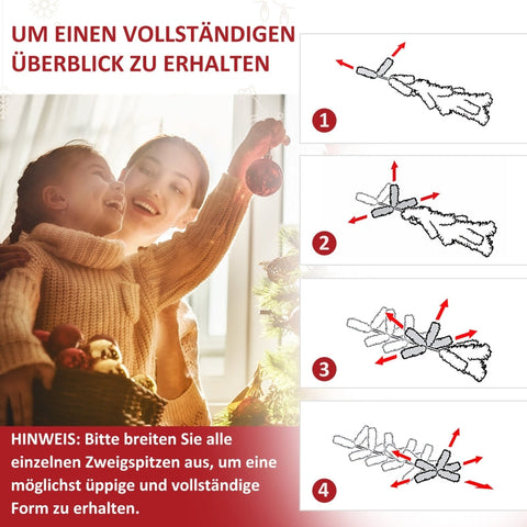 Rootz 7ft Artificial Christmas Tree with Lights - LED Illuminated Tree - Festive Atmosphere - 142cm x 210cm - 2154 Branches - Green