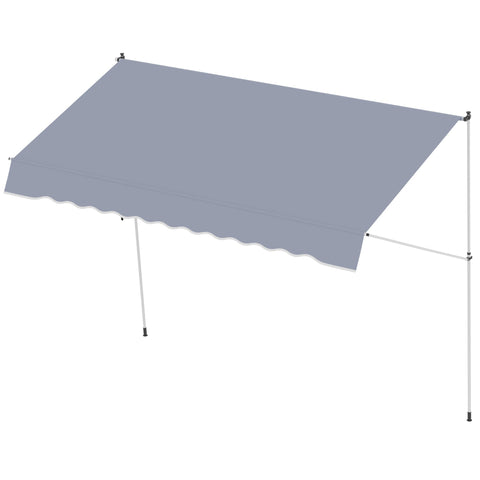 Rootz Manual Extendable Awning - Retractable Awning - Balcony Shade - Anti-UV Protection - 400L x 120W x 170-280H cm
