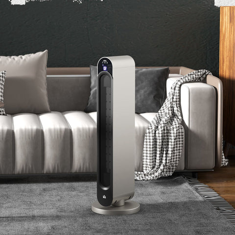 Rootz Oscillating Fan Heater - Mini Ceramic PTC Radiator - Space Heater - Energy Efficient - 25cm x 73.5cm - Incl. Remote Control