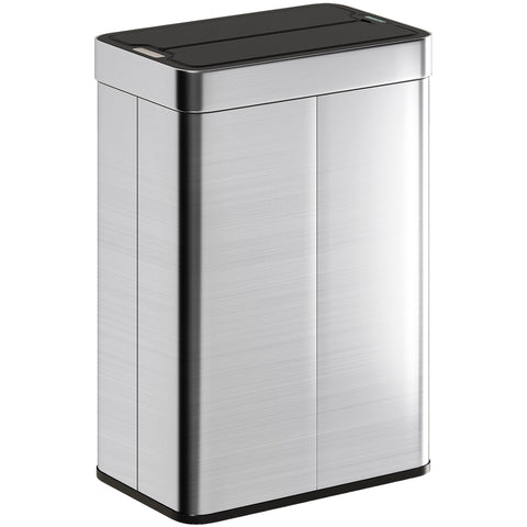 Rootz Sensor Bin 55L - Automatic Trash Can - Touchless Garbage Bin - Hygienic Waste Disposal - 41x26.5x59 cm - Stainless Steel Silver Black