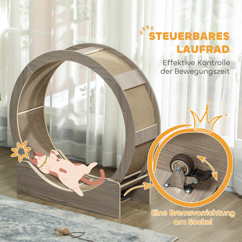 Rootz Cat Wheel - Cat Balance Bike - Cat Exercise Wheel - Supports Healthy Exercise - 91cm x 33.5cm x 94cm - Brown