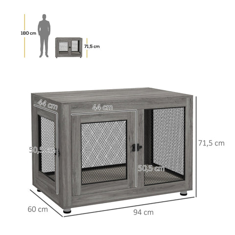 Rootz Decorative Dog Cage Bed - Pet Crate - Cozy Kennel Bed - Washable Pillow - Stylish Storage Space - 94cm x 60cm x 71.5cm