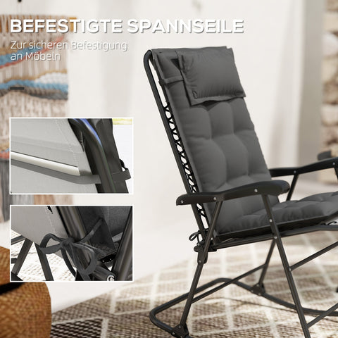 Rootz 2 Piece Sun Lounger Set - Garden Lounger Cushions - Upholstered Pads - Water-Repellent, Fade-Resistant - 50x116x5 cm -  Grey