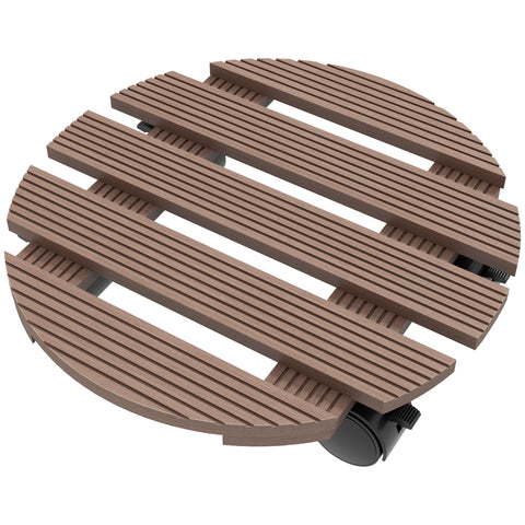 Rootz 4 Piece Plant Roll Set - Plant Stands - Rolling Plant Stands - Effortless Mobility - 30cm Ø x 7cm Height - Composite Wood
