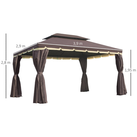 Rootz Garden Gazebo - Garden Tent - Party Marquee - Weatherproof - Privacy Protection - Stable & Secure - 390cm x 290cm x 280cm