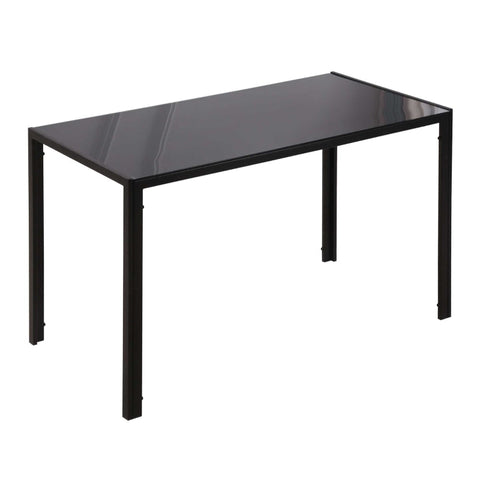 Rootz Dining Table - Kitchen Table - Modern Dining Table - Tempered Glass Top - Durable Metal Legs - 120cm x 60cm x 75cm - Black