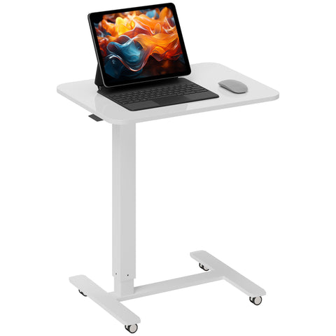Rootz Steh Desht Height Adjustable Desk - Mobile Laptop Table - Ergonomic Workspace - Sit/Stand Option - White - 65cm x 48cm x 70-110cm