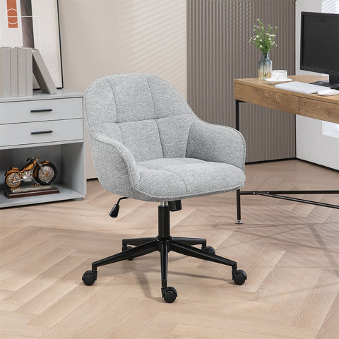 Rootz Ergonomic Office Chair - Swivel Chair - Adjustable Chair - Padded Comfort - 63x66x86-96cm - Grey Linen Cover