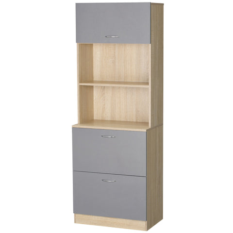 Rootz Buffet Kitchen Cabinet - Multi-purpose Cabinet - Storage Organizer - Large Worktop - 60 x 38 x 168 cm in Grey